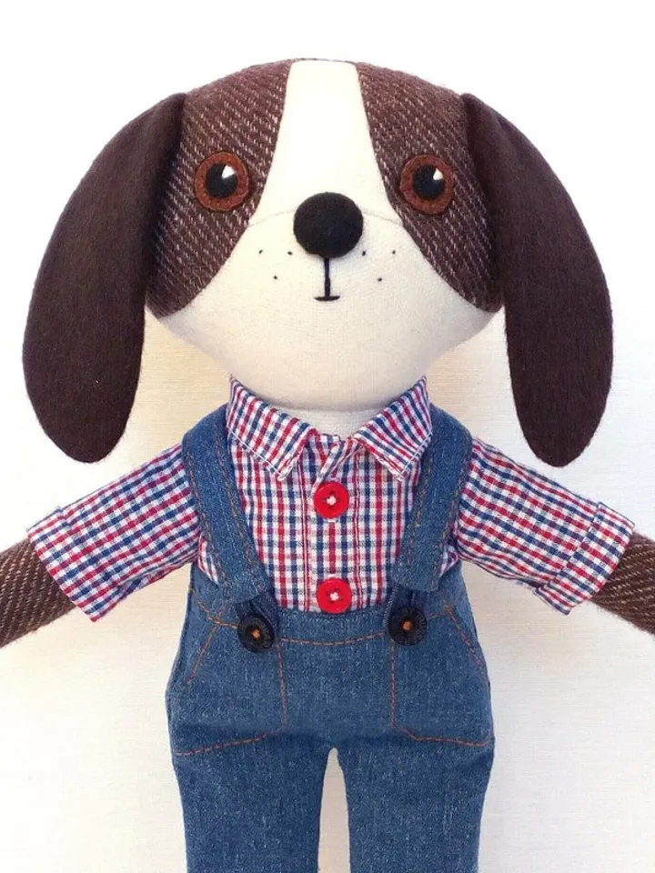 Brown dog boy, handmade plush toy, stuffed textile dog doll, puppy soft toy