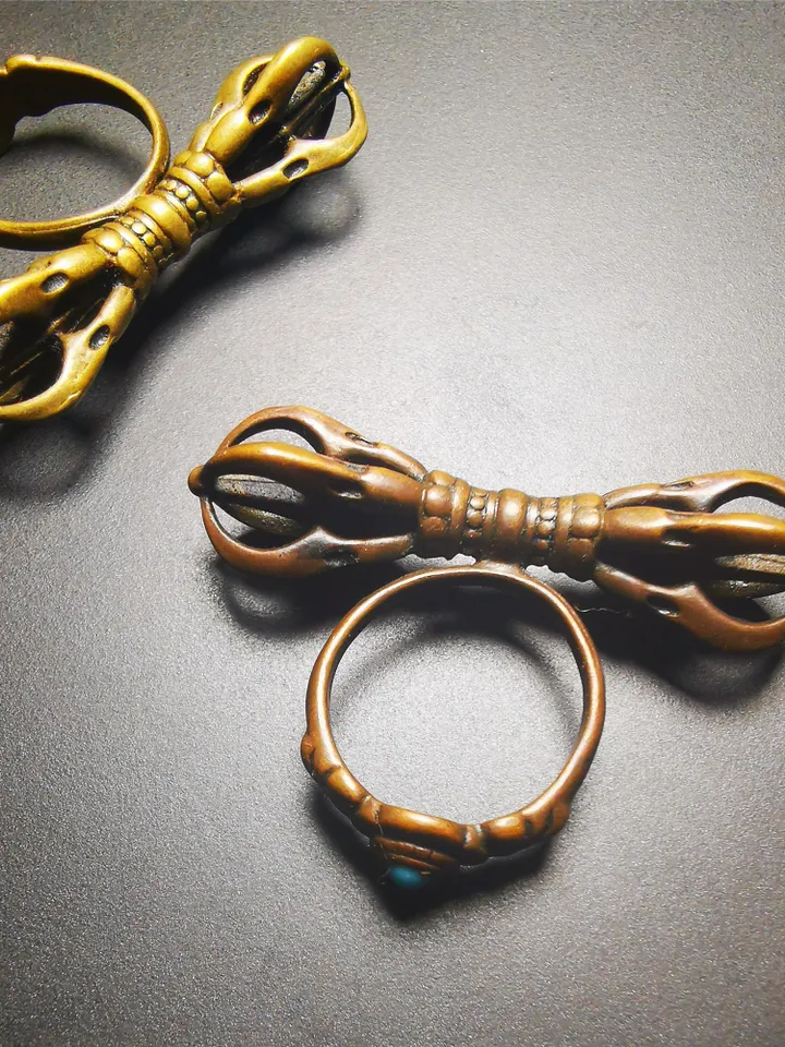 Gandhanra Handmade Tibetan Vajra Ring,Buddhist Protection Jewelry