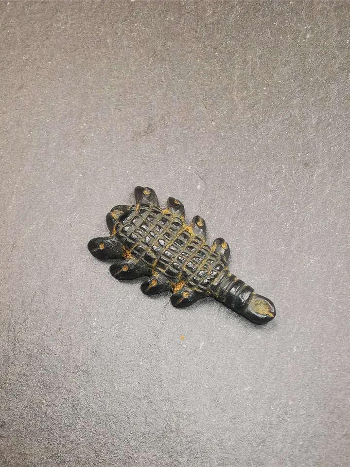 Gandhanra Handmade Tibetan Amulet,Obsidian Carved Scorpion Guru of Padmasambhava Pendant,1.38"