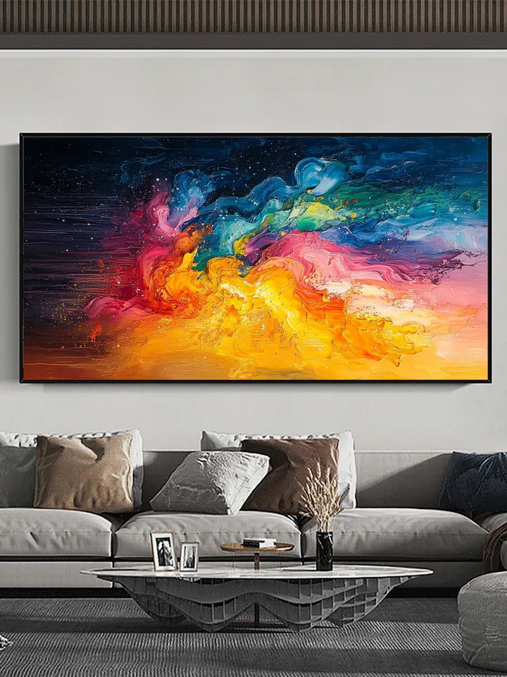 Original Colorful Universe Oil Painting On Canvas, Large Wall Art, Abstract Colorfully Painting, Custom Painting, Living room Wall Decor