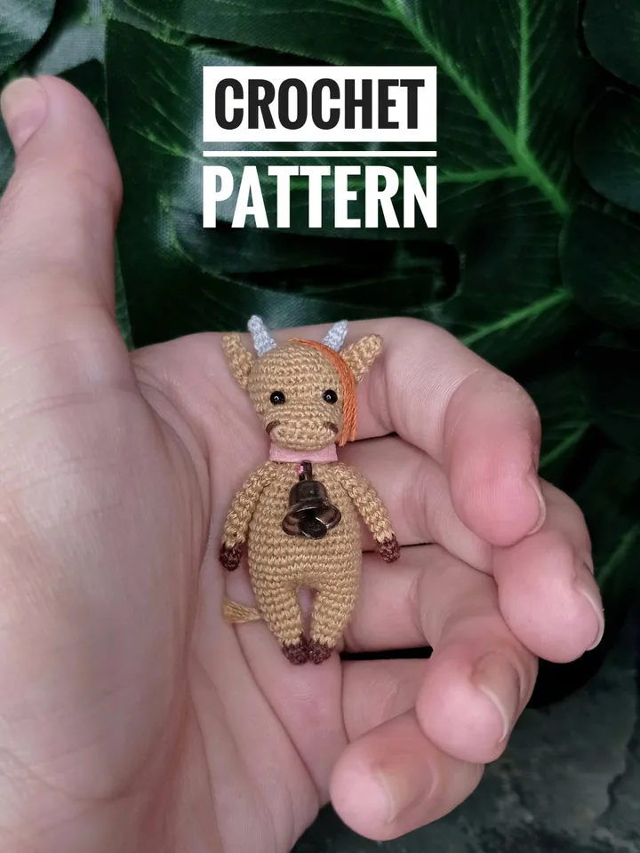Crochet bull toy pattern. English Pattern. Little bull toy pattern. DIY cute toy. Crochet miniature pattern. Little toy