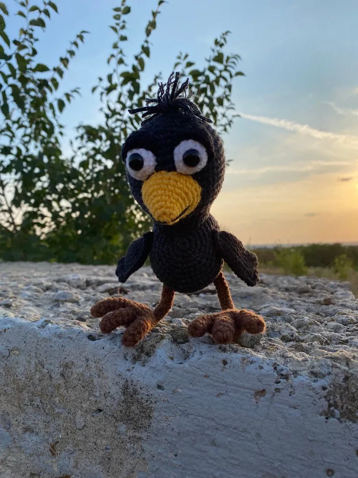 PDF Crochet Crow, Halloween Pattern, Amigurumi Raven Pattern, Bird Crochet Pattern, Amigurumi Crow Crochet Pattern Pumpkin Amigurumi Pattern