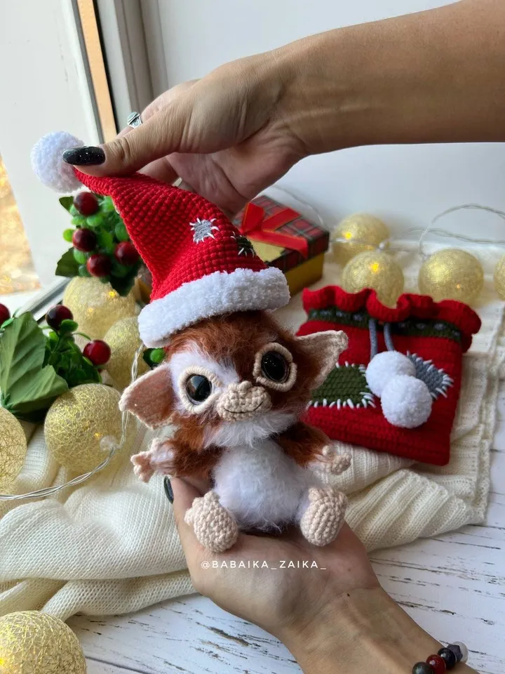 PDF Crochet Christmas Gizmo the Mogwai Pattern Gremlin Pattern Xmas Crochet Pattern, Amigurumi Xmas Christmas Bag Pattern Crochet Christmas