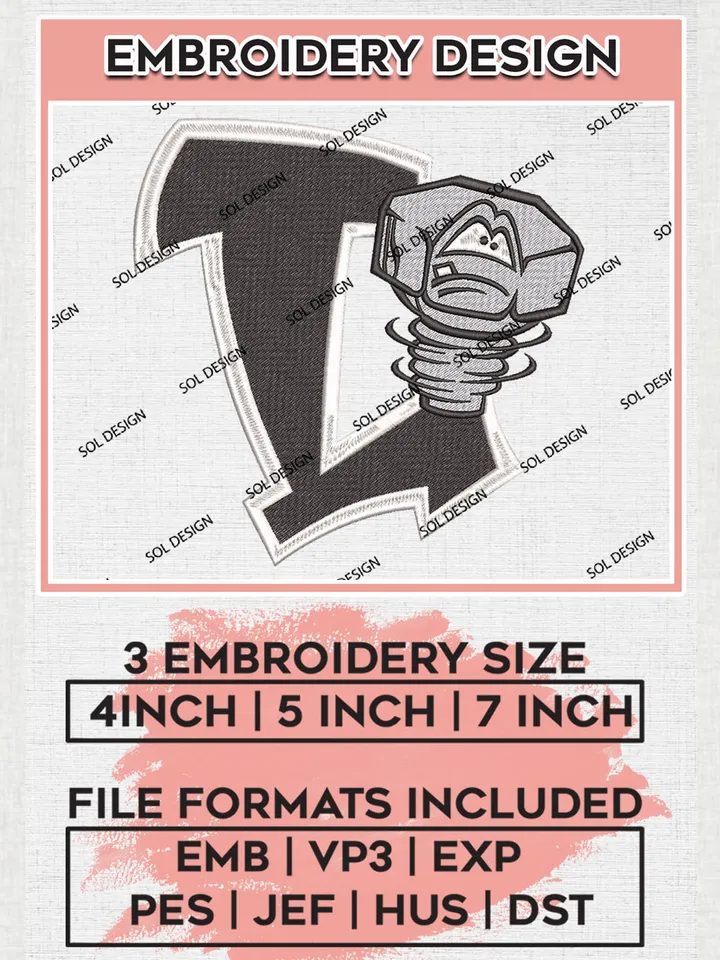 MiLB Lansing Lugnuts Embroidery Design Files, MiLB Lansing Lugnuts Logo, Minor League Baseball Logo Embroidery Designs, MiLB embroidery designs, Machine embroidery designs, Digital Download