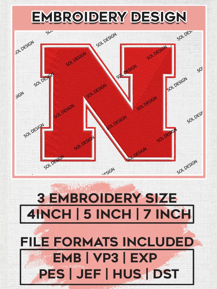 Nebraska Cornhuskers Logo Machine Embroidery Design, NCAA Nebraska Cornhuskers Embroidery Design Design files, NCAA Embroidery Designs, NCAA Machine Embroidery Designs, Digital Download