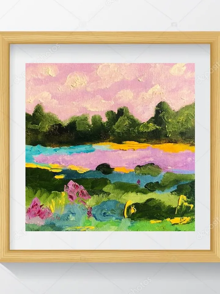 Abstract Landscape Original Oil Painting Impasto Art Miniature 6x6 inches