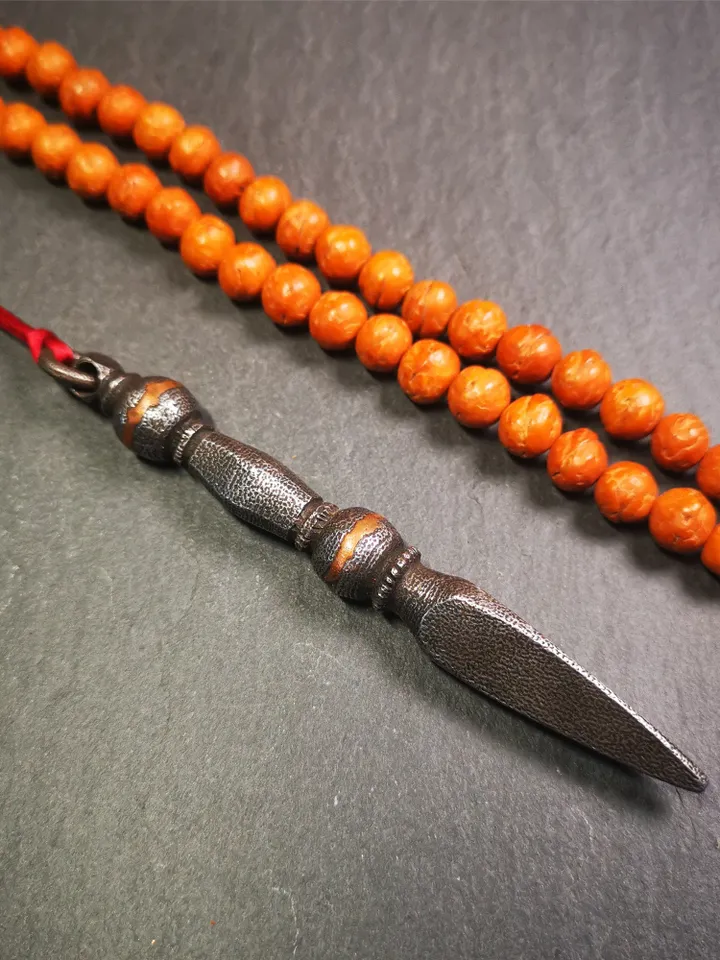 Gandhanra Handmade Tibetan Amulet ,Kila(Dorje Phurba) , Trantic Buddhism Ritual Implement Pendant,Made of Cold Iron,3.74&quot;