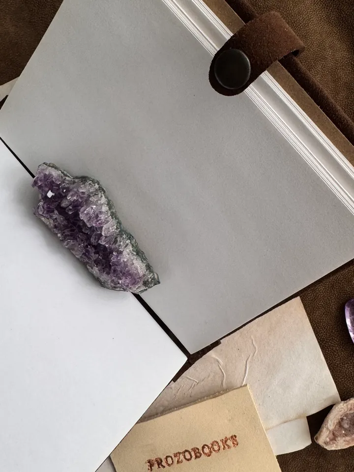 Notebook made of genuine suede with leather insert and wood engraving.