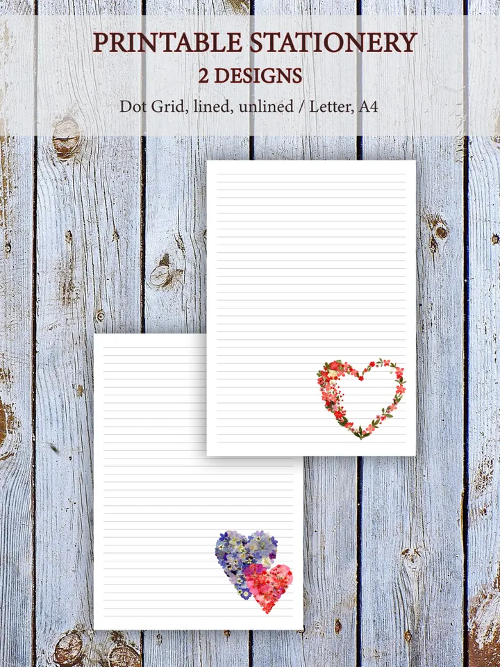 Pressed Flowers Art Printable Letter Writing Paper From Real Dried Plants,  Cute Stationery Set, Digital Letter Writing Set