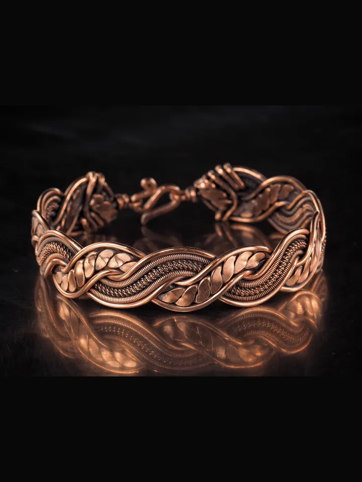 Woven copper wire bracelet Antique style handcrafted copper jewelry Unique gift