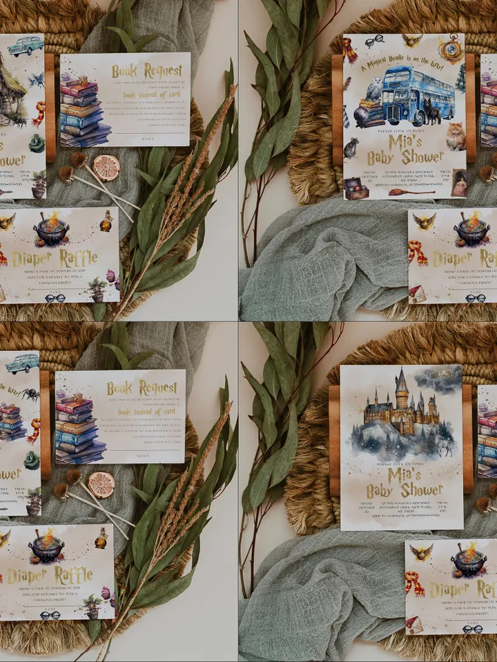 Wizard Baby Shower Bundle; Magic School Baby Shower Invitation Bundle; Wf55