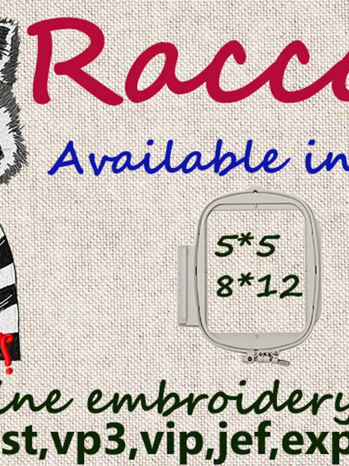 Raccoon 2 Sizes Machine Embroidery Design DIGITAL EMBROIDERY