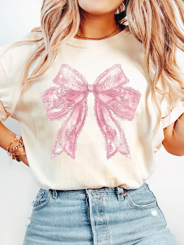 Coquette bow png lace png Coquette clipart design trending png retro mama png pink bow png soft girl aesthetic png tee shirt designs western