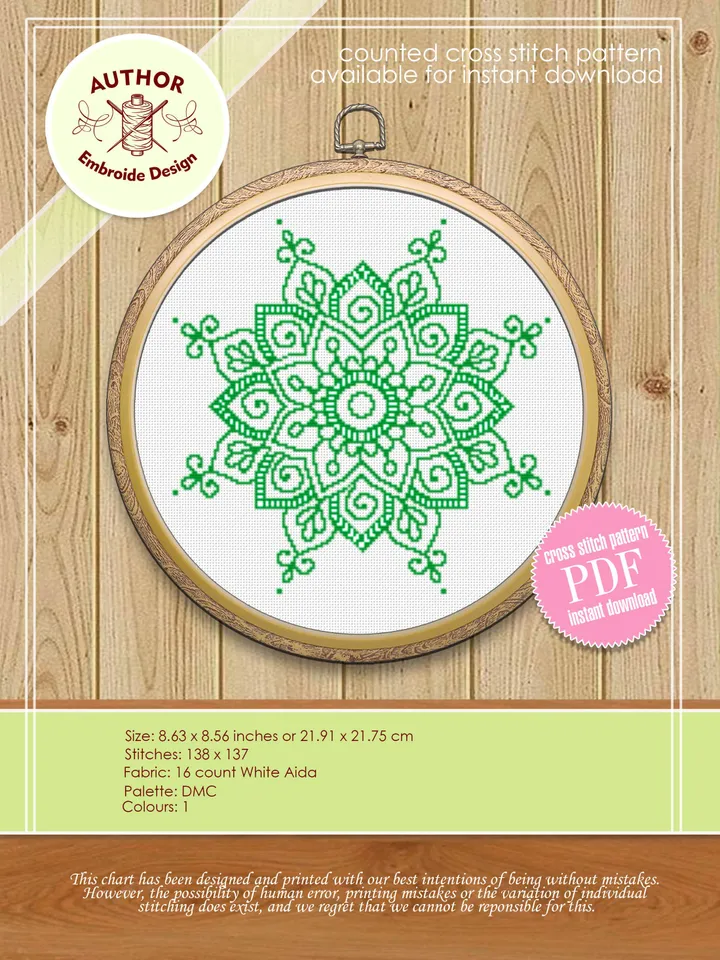 Mandala set cross stitch pattern download PDF Monochrome mandala cross stitch chart, Mandala ornament embroidery, Home decor Mandala PDF #S9