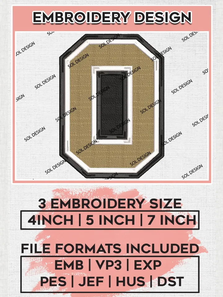 Oakland Golden Grizzlies Football Team Letter Logo Embroidery Design Files, NCAA Oakland Golden Grizzlies Machine Embroidery, NCAA Teams, Game Day, 3 sizes, NCAA Machine embroidery designs, Digital Download
