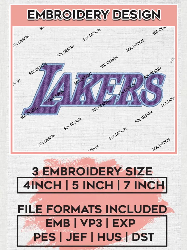 South Bay Lakers Basketball Team Word Logo Embroidery Designs, NBA G League Team Embroidery Files, Basketball Machine Embroidery Designs, NBA South Bay Lakers Team Logo, Sport Machine Embroidery Design, Digital Download