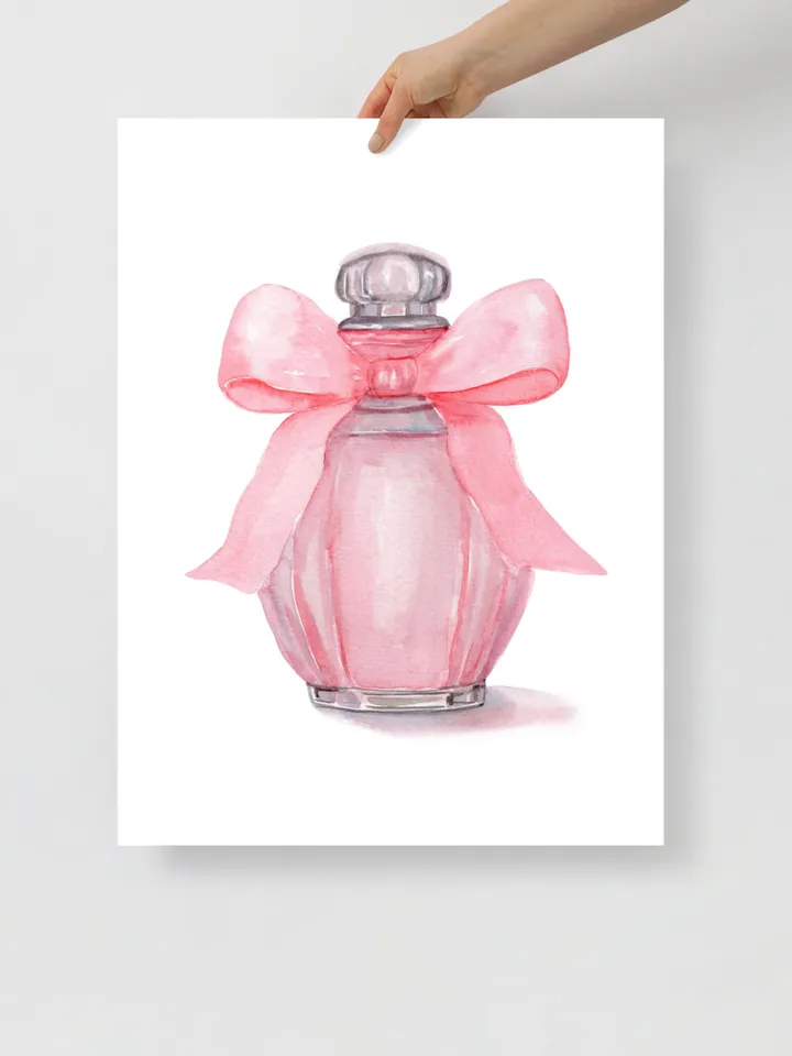 Pink Perfume Bottle Art Print, Fashion Print, Watercolor Painting, Trendy Pop Art, Pink Bedroom Decor, Girls Room Decor, Cute Pretty Blush