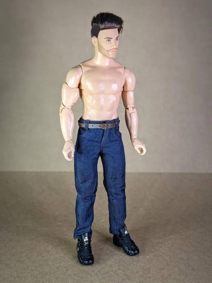 Classic blue jeans for 1/6 scale fashion male doll (muscular or action body)