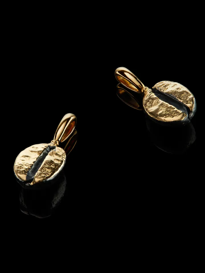 Coffee bean charms antique silver tone gilt 999