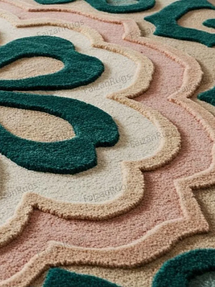 Buy Floral Area Rug, Handmade Wool Rug, Pink And Green Flower Rug,for Living, Dining, Bedroom, Hallway, Custom Rug, 6x9,8x10,10x14,12x15,3x5