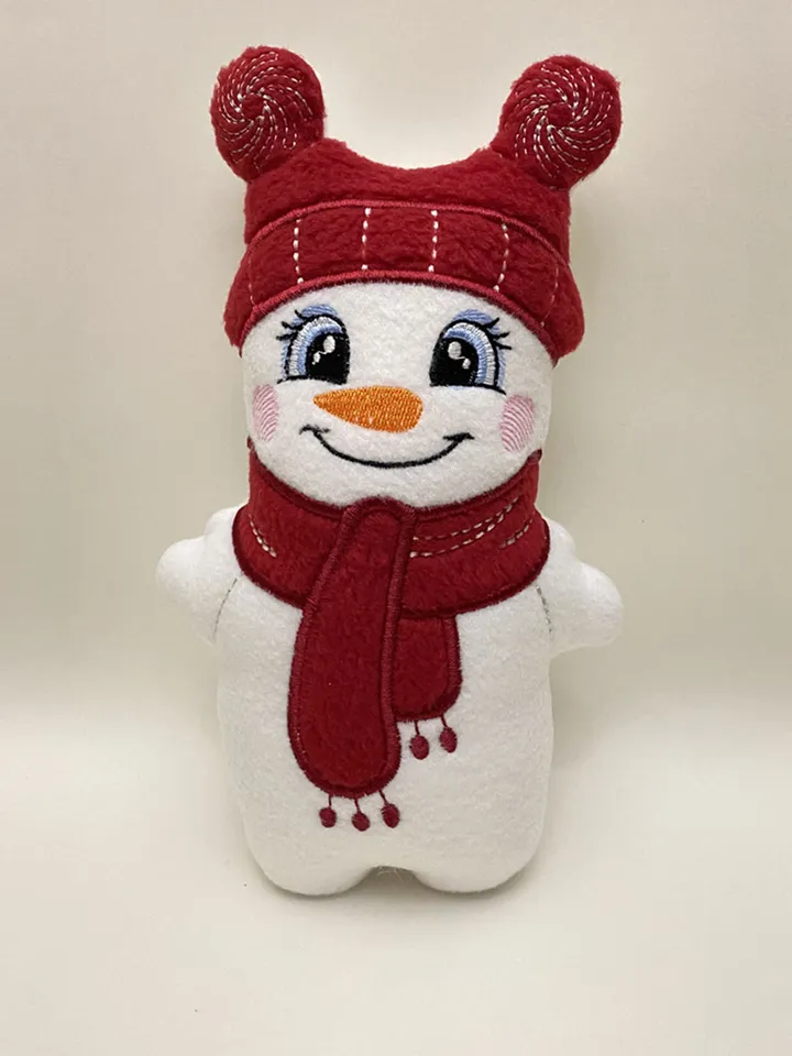 In The Hoop Machine Embroidery design Cute Christmas Snowman toy soft stuffed ITH Pattern.