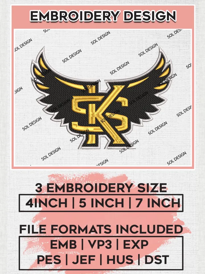NCAA Kennesaw State Team Logo Machine Embroidery Design, NCAA Kennesaw State Owls Team Design Design files, NCAA Team Embroidery Designs, NCAA Machine Embroidery Designs, Digital Download
