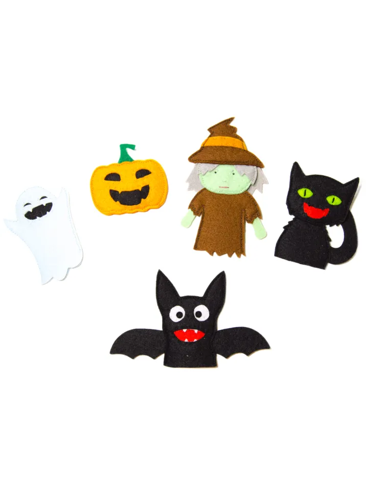 Halloween finger puppets, Pattern and Tutorial, PDF and SVG