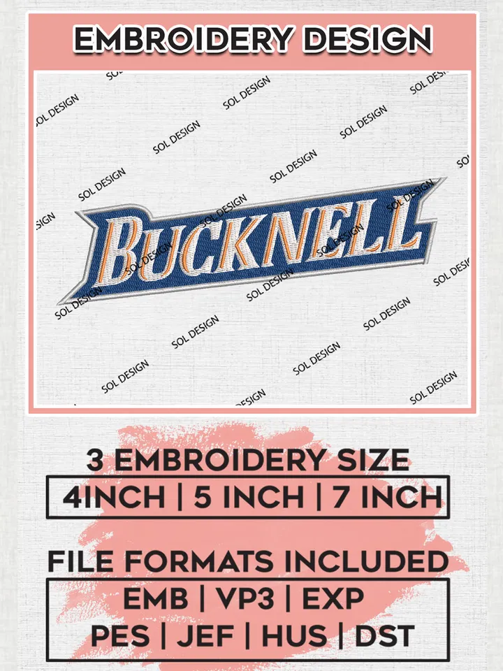Bucknell NCAA Team Word Logo Embroidery Design Files, NCAA Bucknell Bison Machine Embroidery, NCAA Teams, 3 sizes, NCAA Machine embroidery designs, Digital Download