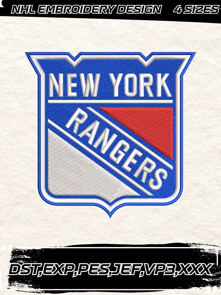 New York Rangers Logo Embroidery Designs,NHL Logo Embroidery Files, Machine Embroidery Design File, 4 Sizes,Digital Download