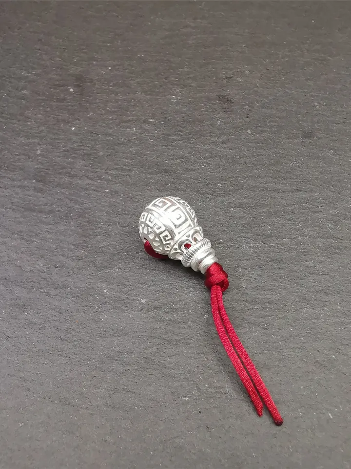 Gandhanra Handmade Tibetan Guru Bead,T-drilled 3-Hole Bead for Prayer Bead,Sterling silver Connector Bead for Mala Accessories