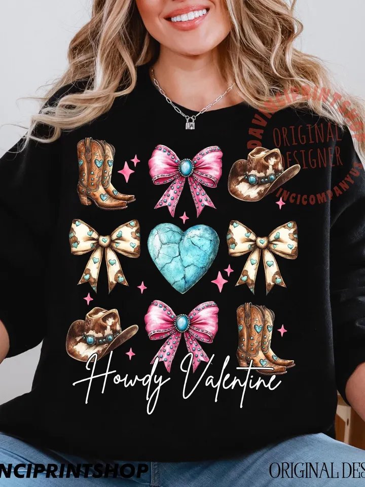 Western Valentines Coquette Bow png, Valentines Day png, Valentines png, Cowgirl Valentines, Western Valentines, Turquoise Cowhide, Love png