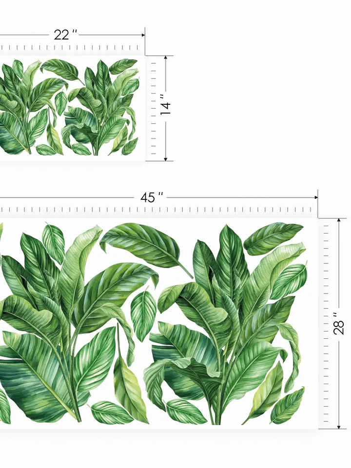 Palm leaf Headboard Wall Decals Tropical  Greenery Leaves Stickers el81
