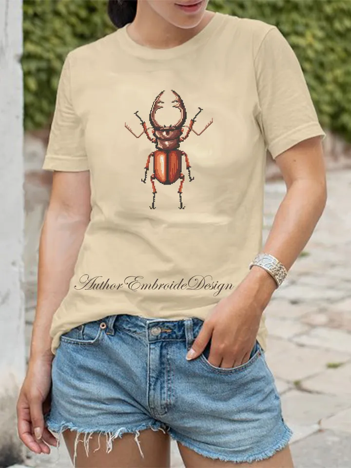 Bugs cross stitch pattern PDF download Sampler beetles cross stitch chart, Insect cross stitch, Bugs pattern digital PDF, Stag beetle #K42