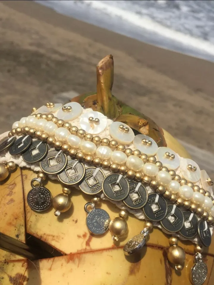 Boho Hippie Coachella Pearl Chinese Coin Bracelet | Macrame crochet tie bracelet | Bohemian Jewerly | shell bracelet bali crochet bohemian