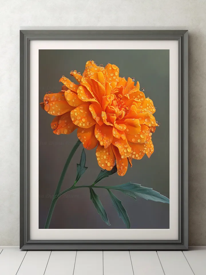 レビュー高評価の商品!の商品をすべて Flower Orange Digital Marigold Print Art 2 of Set 絵画