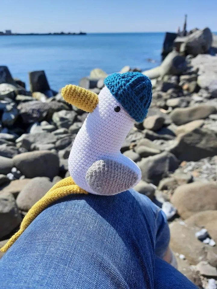 Gift set seagulls - stuffed toy and brooch. Plushe seagull toy. original miniature brooch seagull