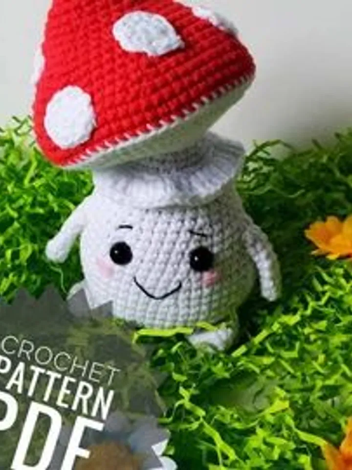 Crochet mushroom pattern (15cm/5,9 inc), Amigurumi mushroom pattern