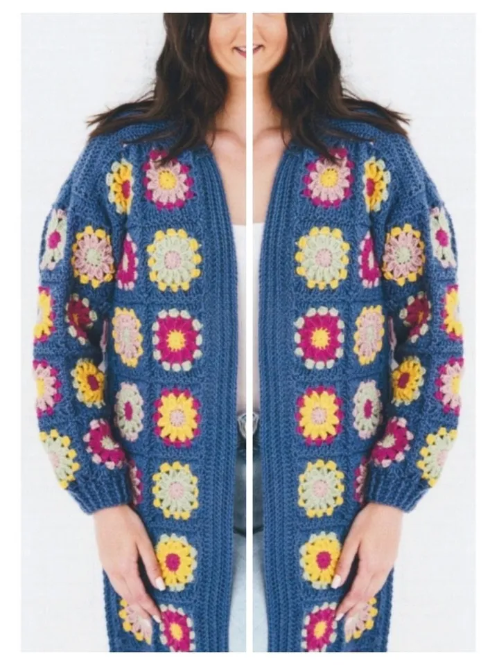 Cardigan pattern, granny squares cardigan, crochet pattern cardigan, long and short cardigan pdf