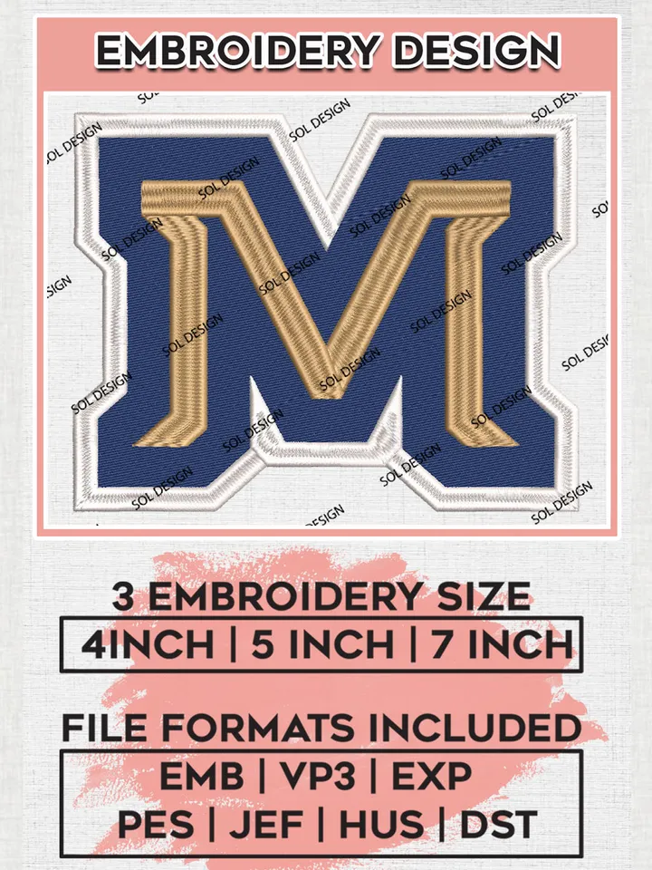 NCAA Montana State Bobcats Team Letter Logo Embroidery Design Files, NCAA Montana State Bobcats Machine Embroidery, NCAA Teams, 3 sizes, NCAA Machine embroidery designs, Digital Download