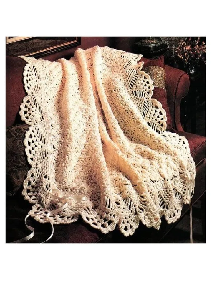 Blanket crochet pattern, vintage crochet blanket, baby crochet blanket pdf instant download