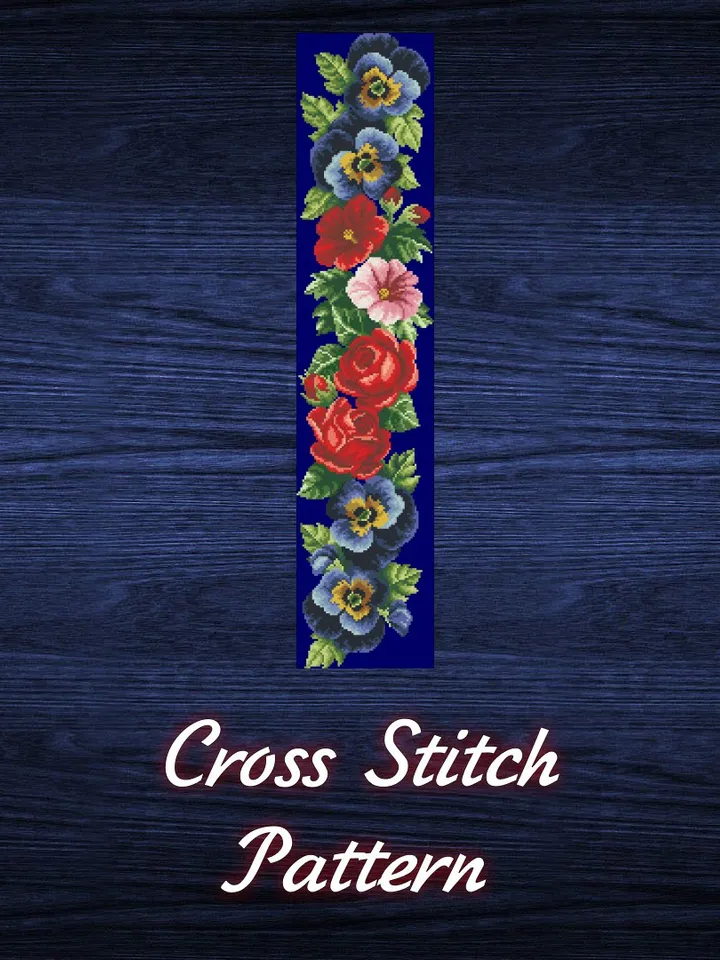 Antique Cross Stitch Pattern Royal Flowers Counted Digital Download PDF