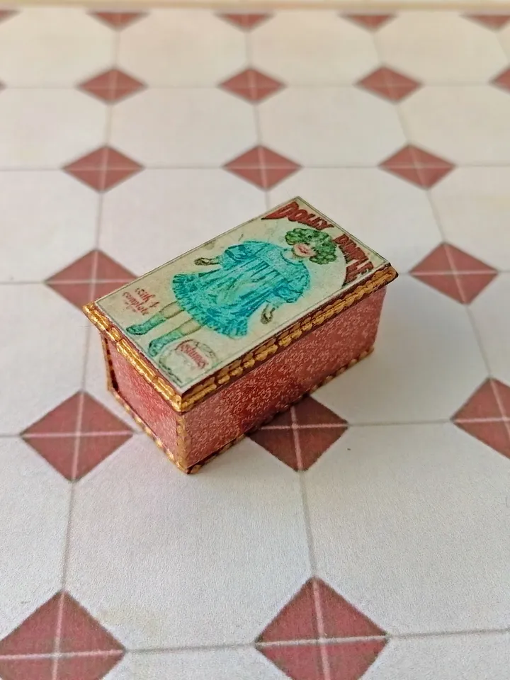 Boxes with paper dolls and accessories for dollhouse 1:12. Handmade.