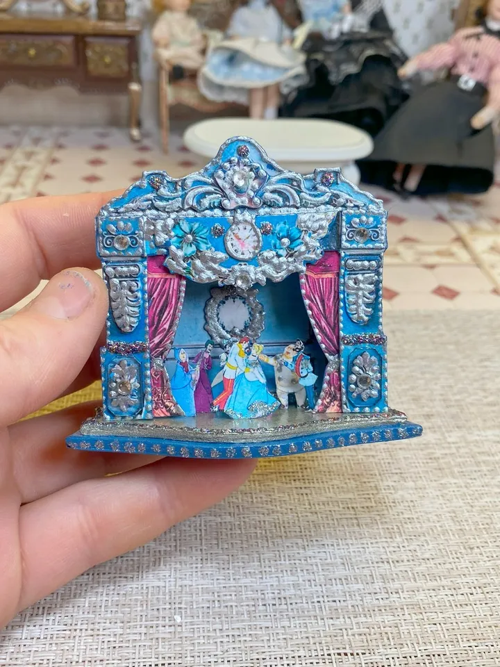 Puppet theater. Theater for a dollhouse. Handmade. Cinderella theater. Author's design.