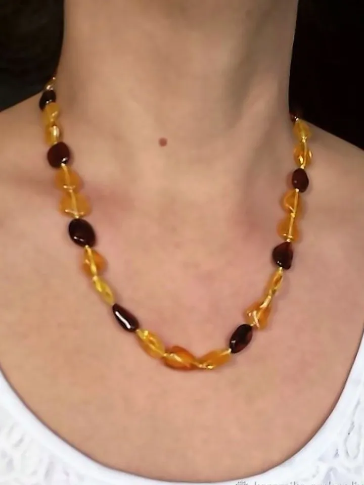 Amber Necklace Jewelry for Women and Men Baltic Natural Healing and Calming Stone Beads Necklace Yellow and Brown 50 cm 19.7 inches