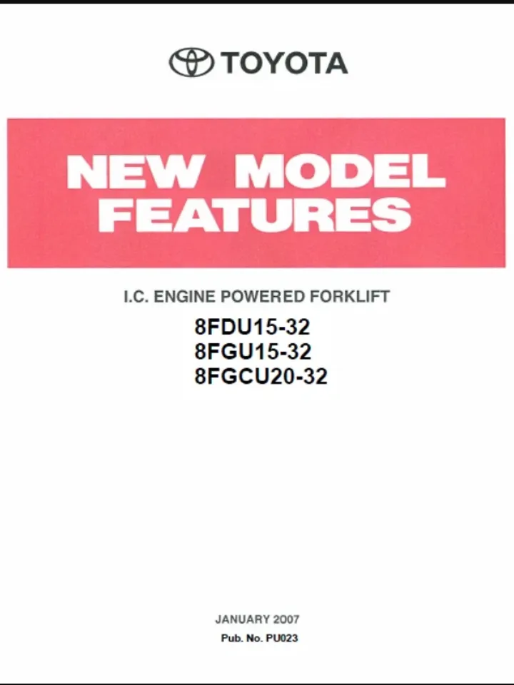 TOYOTA 8FGU25 FORKLIFT SERVICE REPAIR SHOP PARTS MANUAL