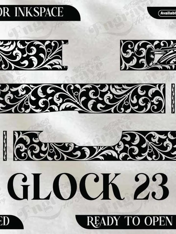 Glock 23 Scroll Design,lasercut,laserengraving,fiberlaser,engravingfiles,metalart