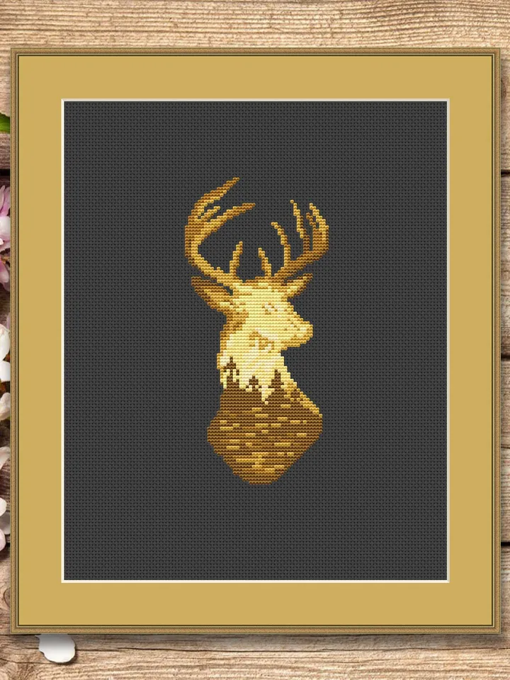 Deer Cross Stitch Pattern, Animal Cross Stitch, Embroidery Deer, Watercolor Deer Silhouette Cross Stitch, Modern Cross Stitch #anm025