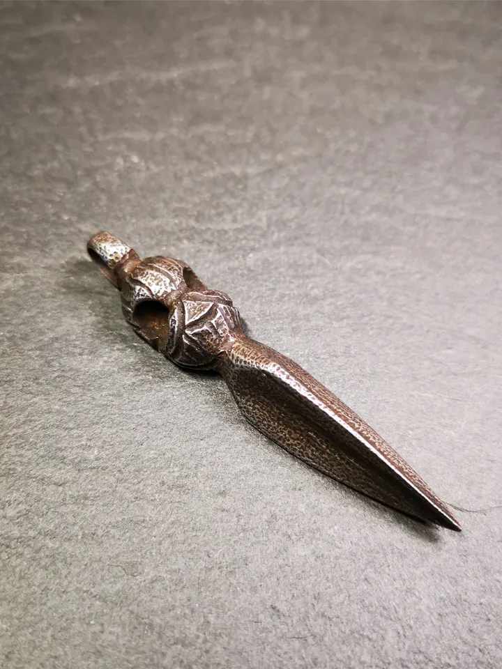 Gandhanra Handmade Skull Phurba Amulet,Kila - Dorje Phurba,Tibetan Budhist Ritual Implement Pendant,Made of Cold Iron,2.48"