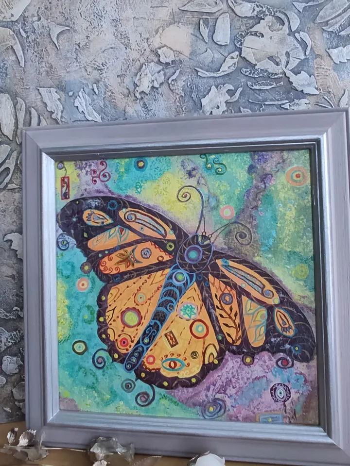Butterfly Art Deco bright oil painting