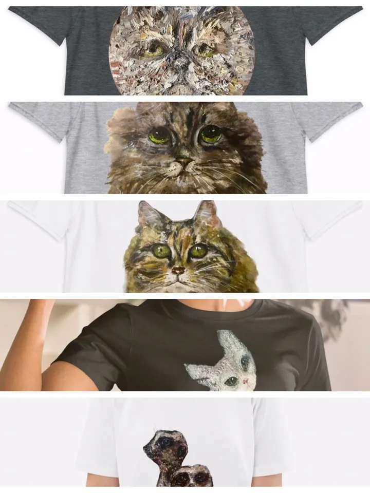 Persian Cat Short-Sleeve Unisex T-Shirt made with my original oil painting design,cat t shirts,cat lovers gifts.
